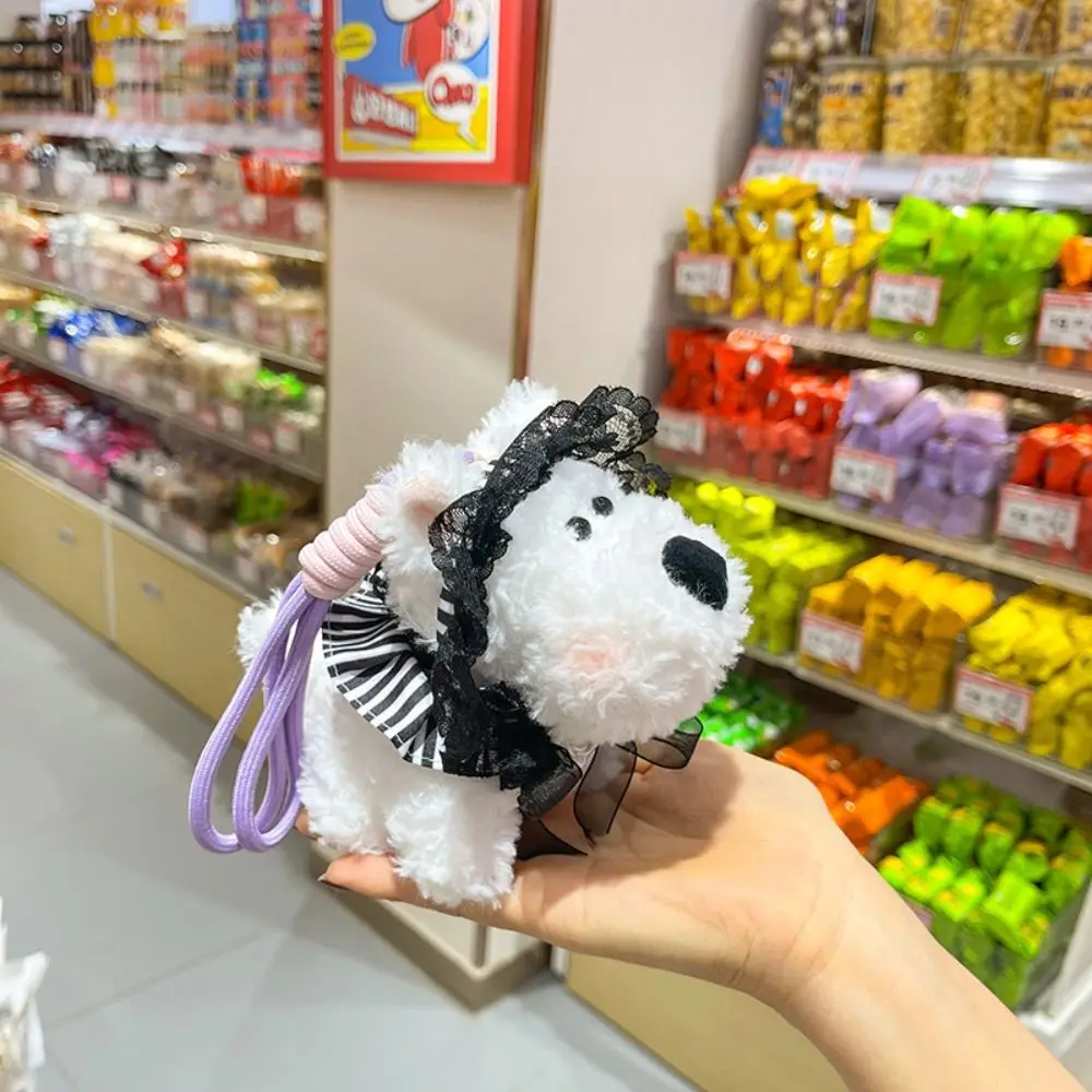 Recheado west highland saco pingente dos desenhos animados animal anti-perdido pelúcia filhote de cachorro boneca chaveiro bonito carro de pelúcia pendurado pingente