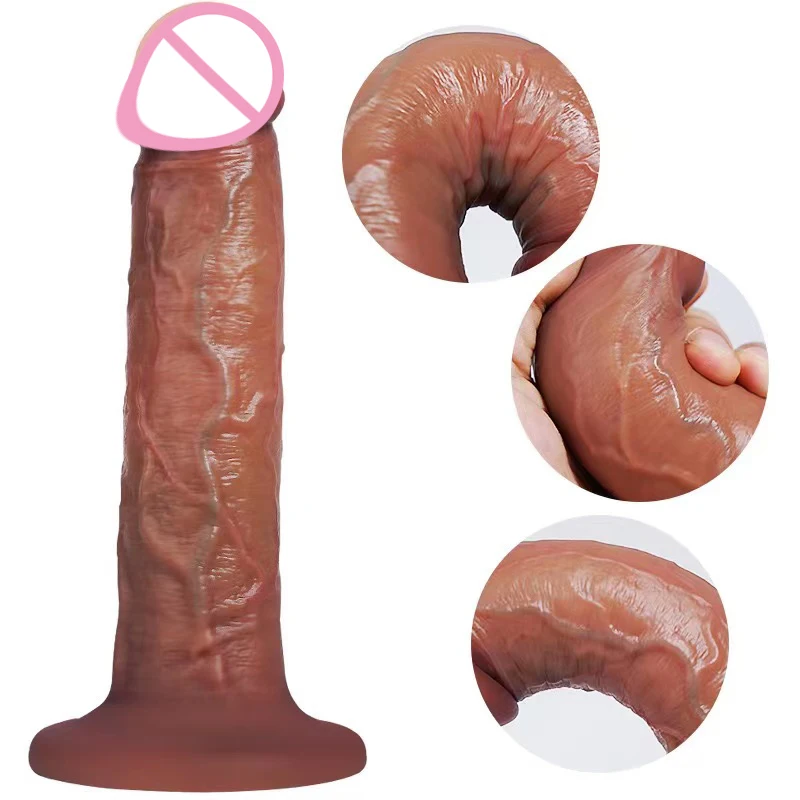Consolador realista suave de 20cm, tapón Anal redondo de silicona, máquina sexual para pene para mujeres y hombres, accesorios de masturbación, productos de juguetes sexuales