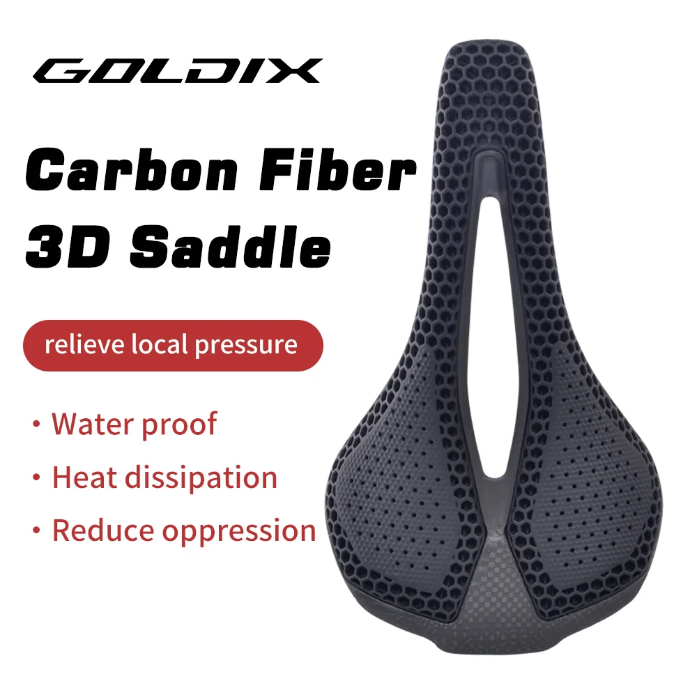 

GOLDIX 3D Printing Bicycle Carbon Saddle Ultra Light Highway MTB Racing Saddle Bicycle Cushion Bicycle Seat Accessories