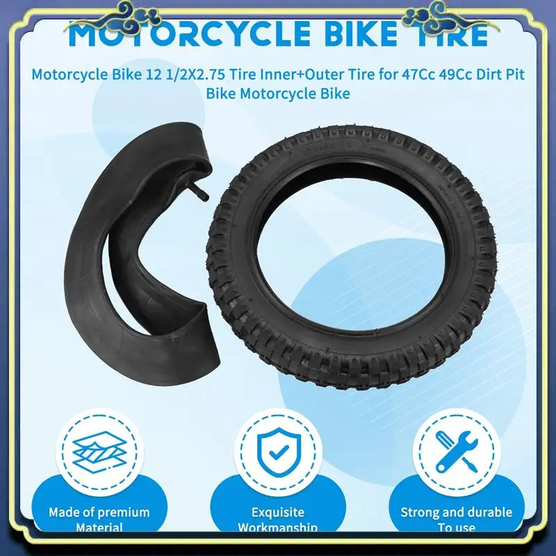 AU16-دراجة نارية 12 1/2X2.75 الإطارات الداخلية + الإطار الخارجي ل 47Cc 49Cc الترابية دراجة الطرق غير الممهدة دراجة نارية