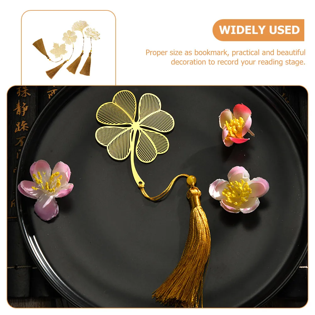 

4Pcs Metal Bookmarks Hollow-Out Leaf Design Functional Bookmark for Reading Study Organization Gift Book Decor