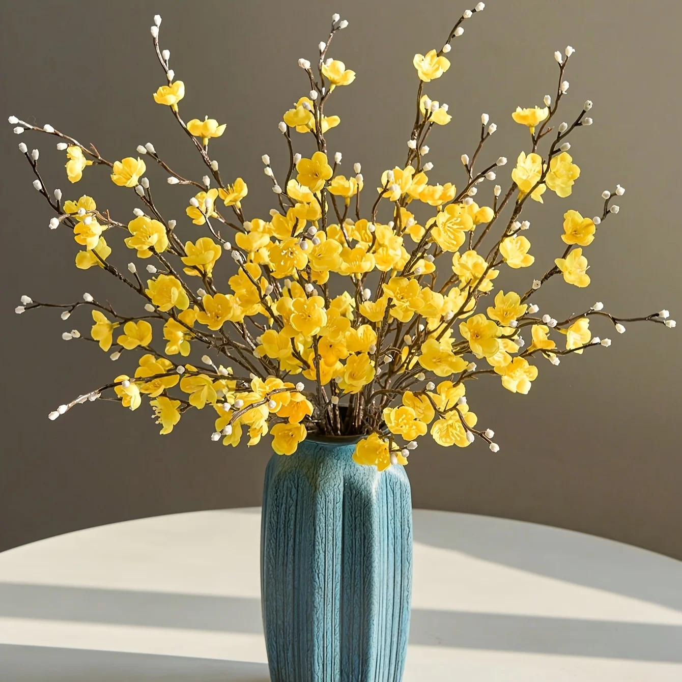 5 fleurs personnelles jaune fleur de prunier faux houx longue tige fleur en plastique maison hôtel bureau fête de mariage décoration de jardin