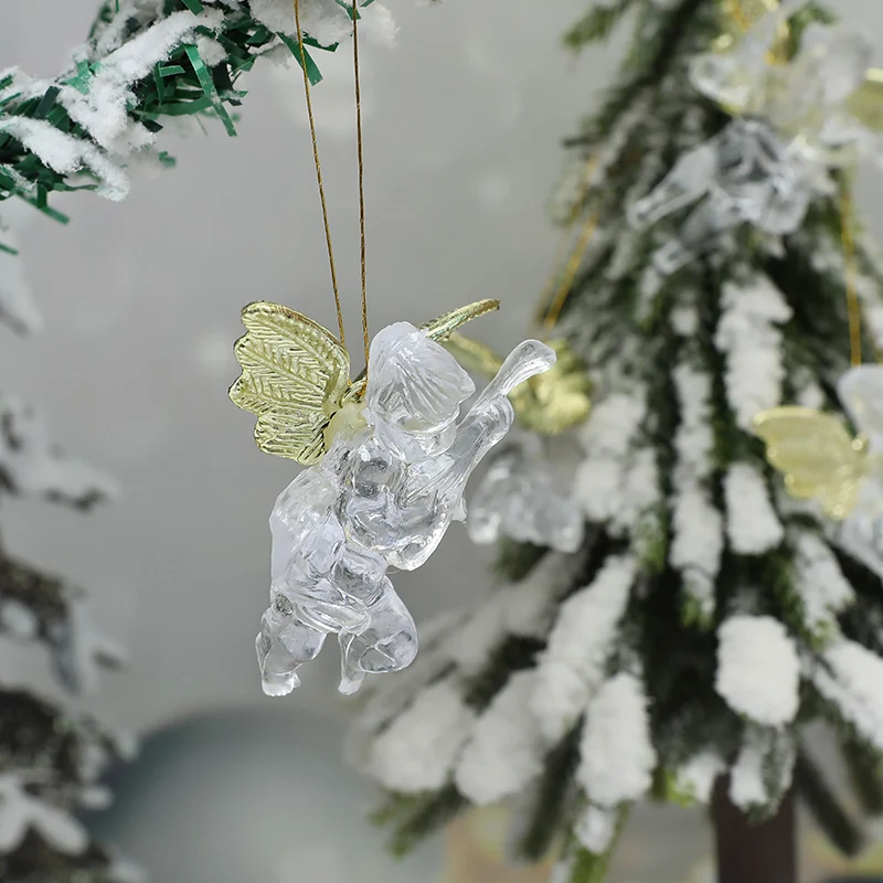 

4pcs/Set Christmas Transparent Angel Ornament Christmas Tree Hanging Pendant Xmas New Year Home Holiday Party Decor Dropshipping