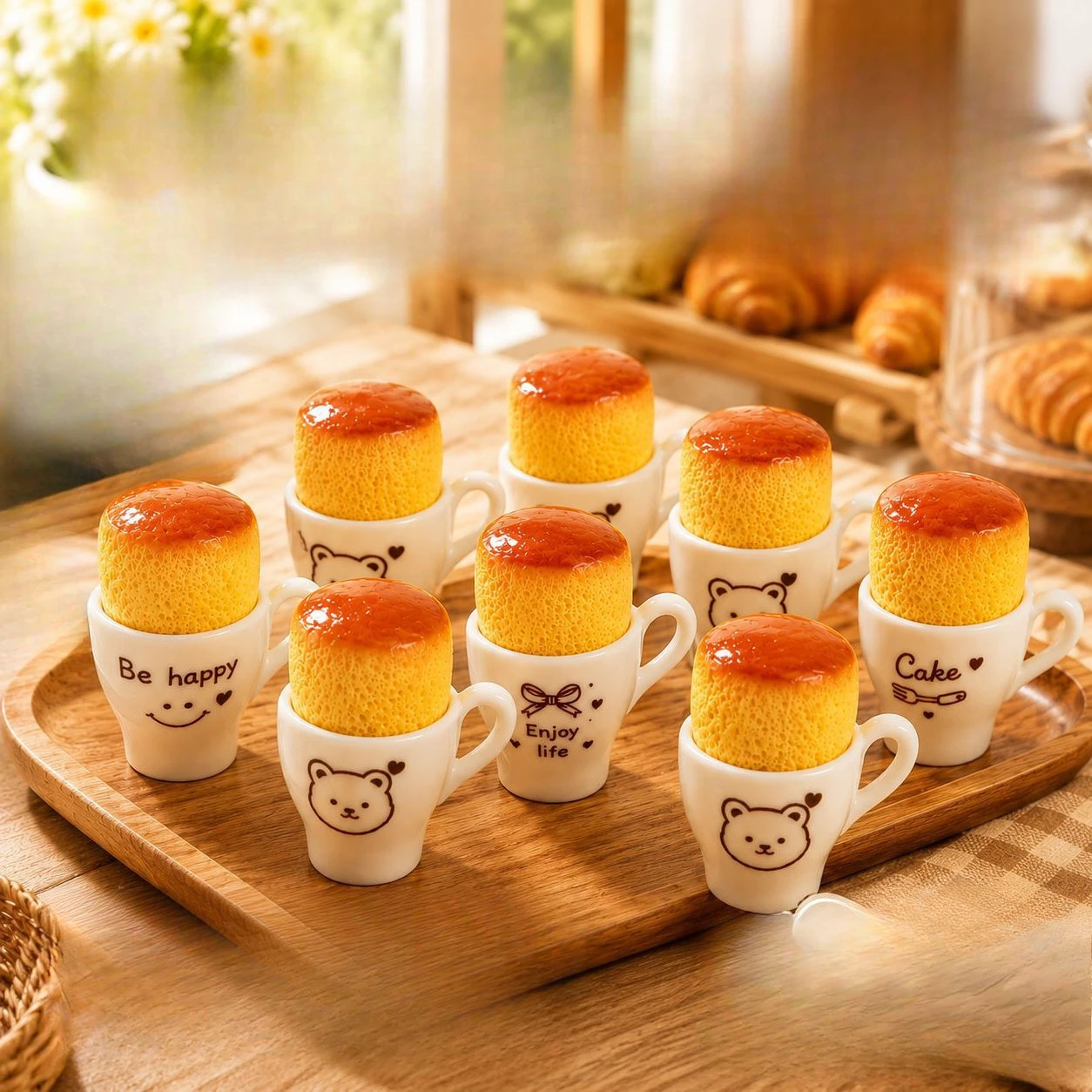 100pcs Kawaii Simulation Mini Souffle Cake 3D Resin Dollhouse Kitchen Ornament DIY Keychain Jewelry Accessories