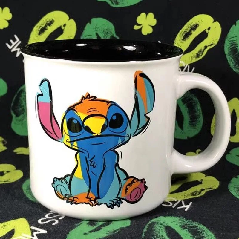 Kawaii Disney Anime Lilo And Stitch Action Figures Toys Ceramic Mug Funny Creative Colorful Stitch Milk Cup Gifts For Kids Girls