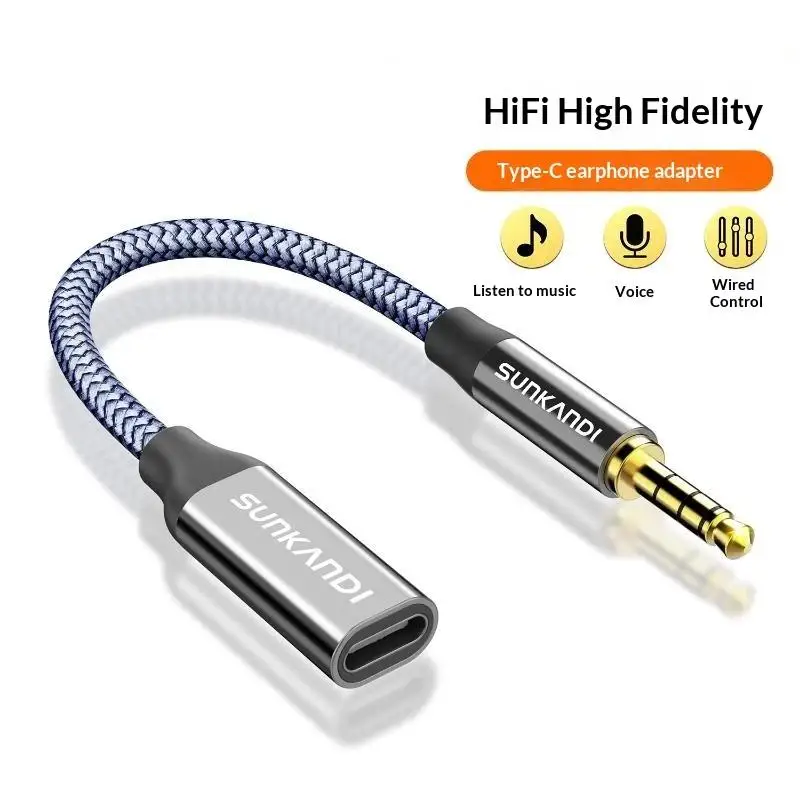 3.5mm Male To USB C Female Audio Cable Cord 3.5mm Cable Type-C Earphone Adapter Data Transmission Not Supported