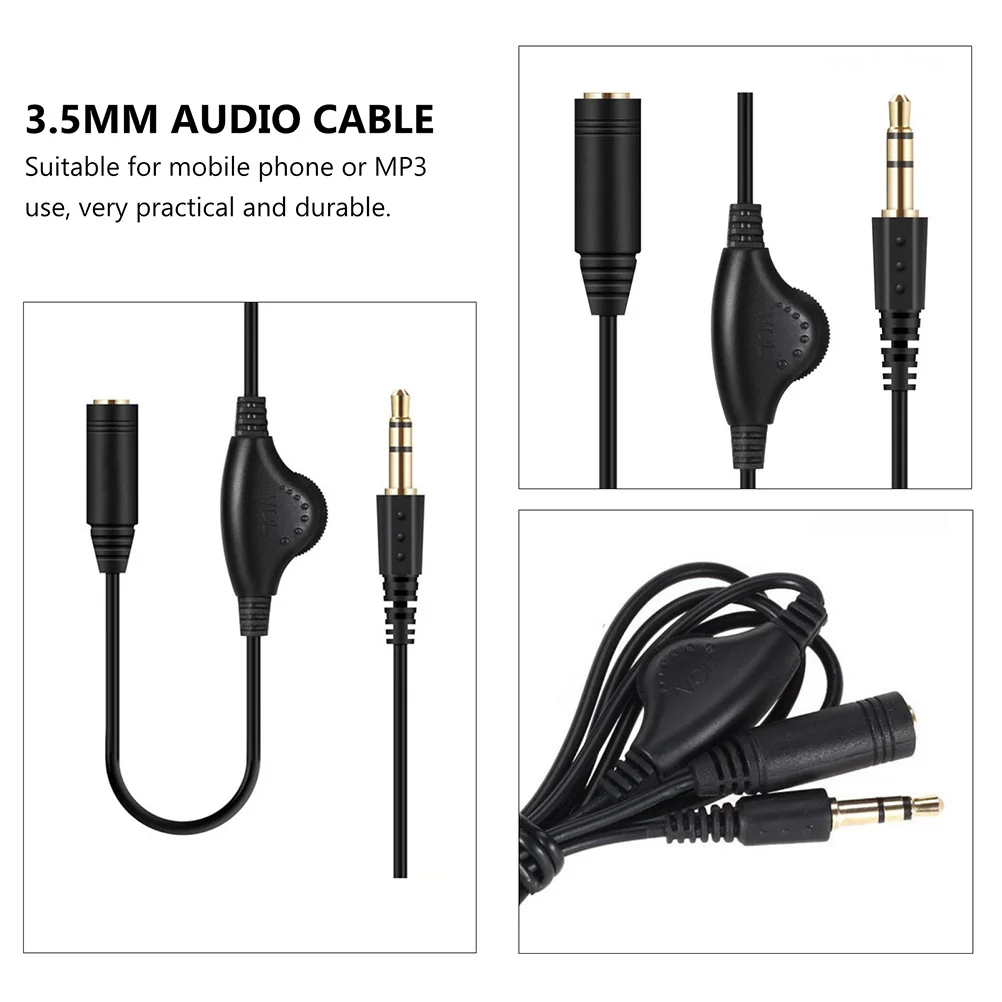 

2Pcs 3.5mm Audio Extension Cable Pulley Volume Control Male to Female Audio Cord for Mobile Phone Mp3 Player Use