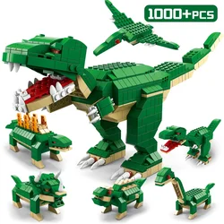 1000PCS 6 In 1 Jurassic Sarcosuchus Imperator Tyrannosaurus Rex Model Building Blocks Kids Dinosaur World Bricks Toys