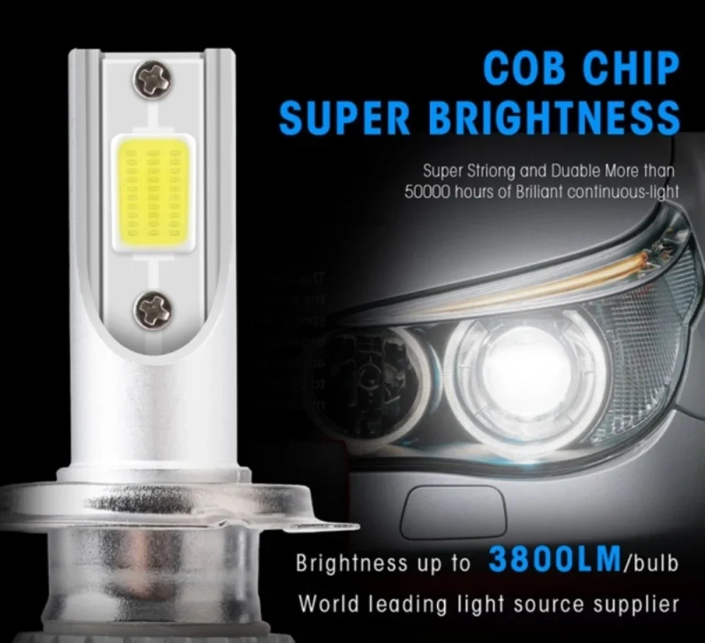 Lampu Depan Mobil LED 2 Buah C6 H4 H7 H11 9005 9006 7600LM 36W Lampu Depan Mobil LED Bohlam Lampu Sorot Tinggi/Rendah Warna 6000K