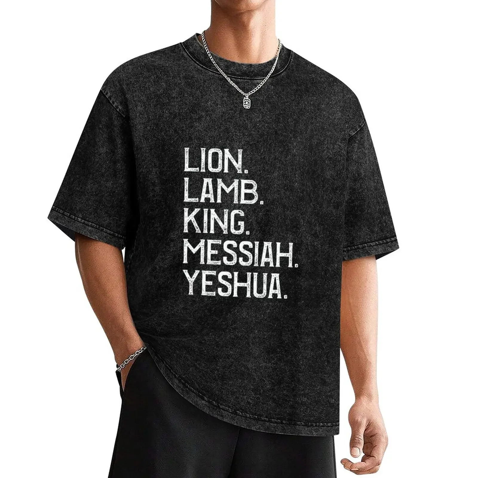 Distressed Lion Lamb King Messiah Yeshua Christian Bible T-Shirt vintage anime shirt graphics man t shirt mens champion t shirts