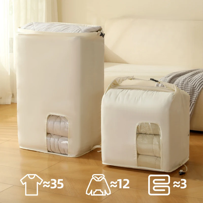 Large Capacity Storage Bags for Comforter Quilt Clothes Down Jacket, Space Saver Compression Organizer for Home Bedding
