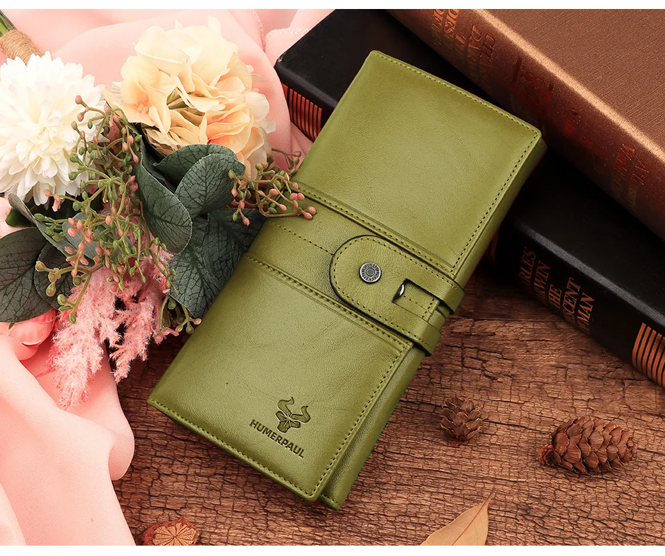 KAVIS Damen-Geldbörsen, echtes Leder, mehrere Kartenfächer, Geldbeutel, dreifach faltbare Geldbörse mit Handytasche, modische Clutch, Rfid-Carteras – Detail 3