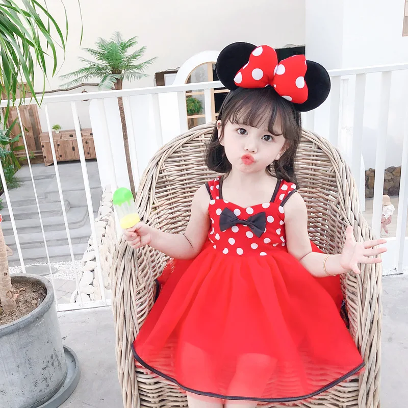 Christmas Kids Cute Minnie Mouse Polka Dot Dress Baby Girl Dress for 1-8Yrs Children Clothes Girls Birthday Party Costume