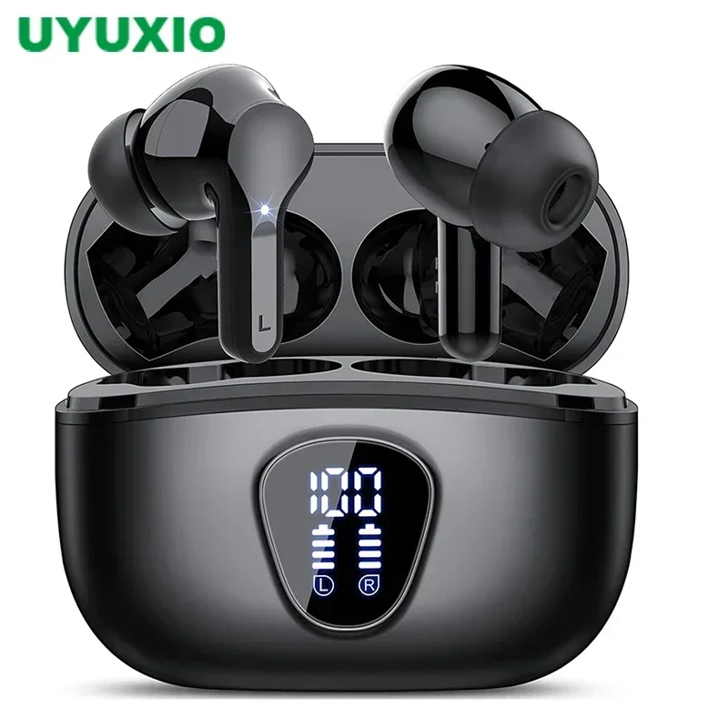 UYUXIO Ear Buds Wireless Earbuds BT 5.4 Headphones 48H Playback Built in Mic with LED Display Earphone for iPhone Andriod Phones