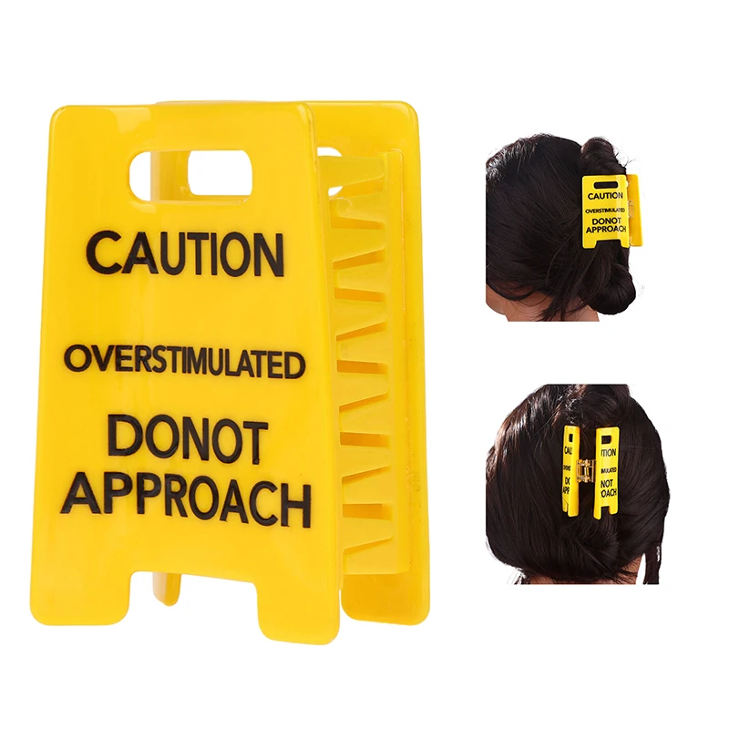 

Остерегательный знак «Овертистиллированный», коготь для волос, желтый предупреждающий зажим, саркастический кляп, подарок для социальной тревоги и HSP