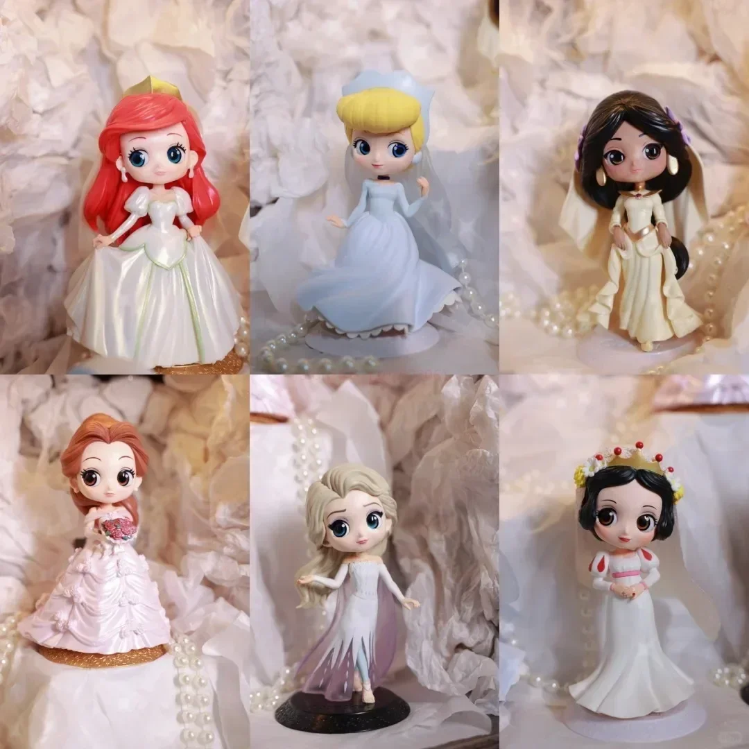 

Disney Genuine Qposket Wedding Dress Version Princess Anime Figures Collection Model Creative Gifts Action Figure Children Gift