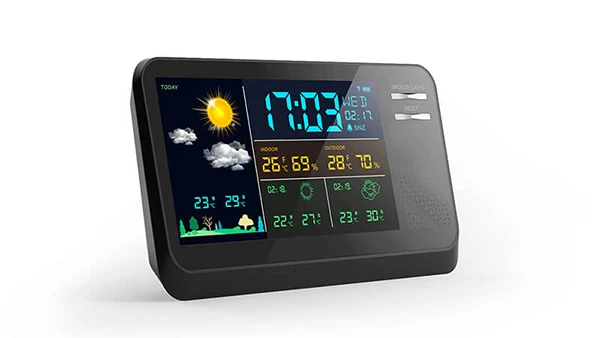 Large LCD Controlled Wall Clocks Atomic Digital Wall Clock or Stand with Wireless Outdoor Sensor Indoor or Outdoor Temperature