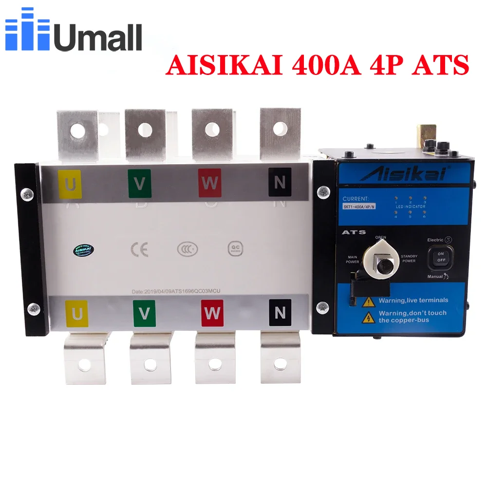 

Aisikai 400A 4P ATS Genset Automatic Transfer Switch Diesel Generator Set Dual Power Changeover Controller For Generator Parts