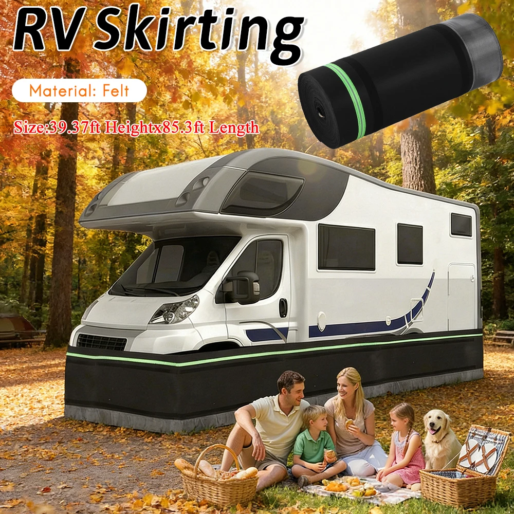 

RV Windproof Trailer Skirts Easy Installation Thick Mobile House Skirting 39.37ft Heightx85.3ft Length for Gardens Outdoor Use