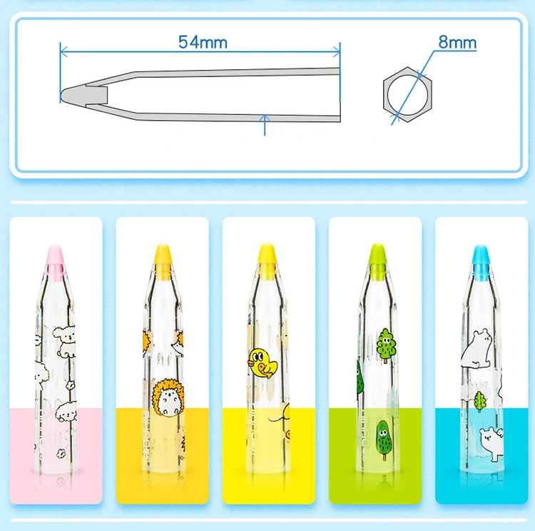 Elementary School Cartoon Lápis Cap, Case Proteção, Pen Cover, Extender Caps, Material Escolar, 5Pcs