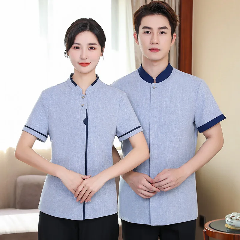 Uniforme de service de livres de style chinois, manches courtes, propriété d'hôtel, chambre d'amis, médecine traditionnelle chinoise, soins de santé