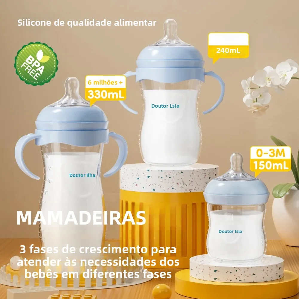 Mamadeira 150/240/330ML para Recém-Nascidos, Garrafas de PP Anti-Engasgo e Anti-flatulência, Livre de BPA