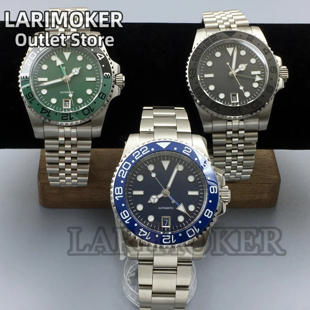 

LARIMOKER 40.5MM Watch NH34 GMT Automatic Movement AR Sapphire Glass Luminous Dial Stainless Steel Case Waterproof