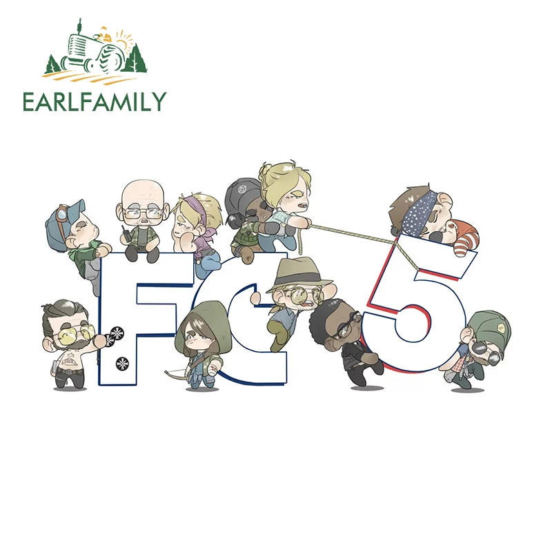 EARLFAMILY 13cm x 6.5cm for Far Cry Game Logo Chibi Character Car Stickers Waterproof Simple Decals Sunscreen Surfboard Decor