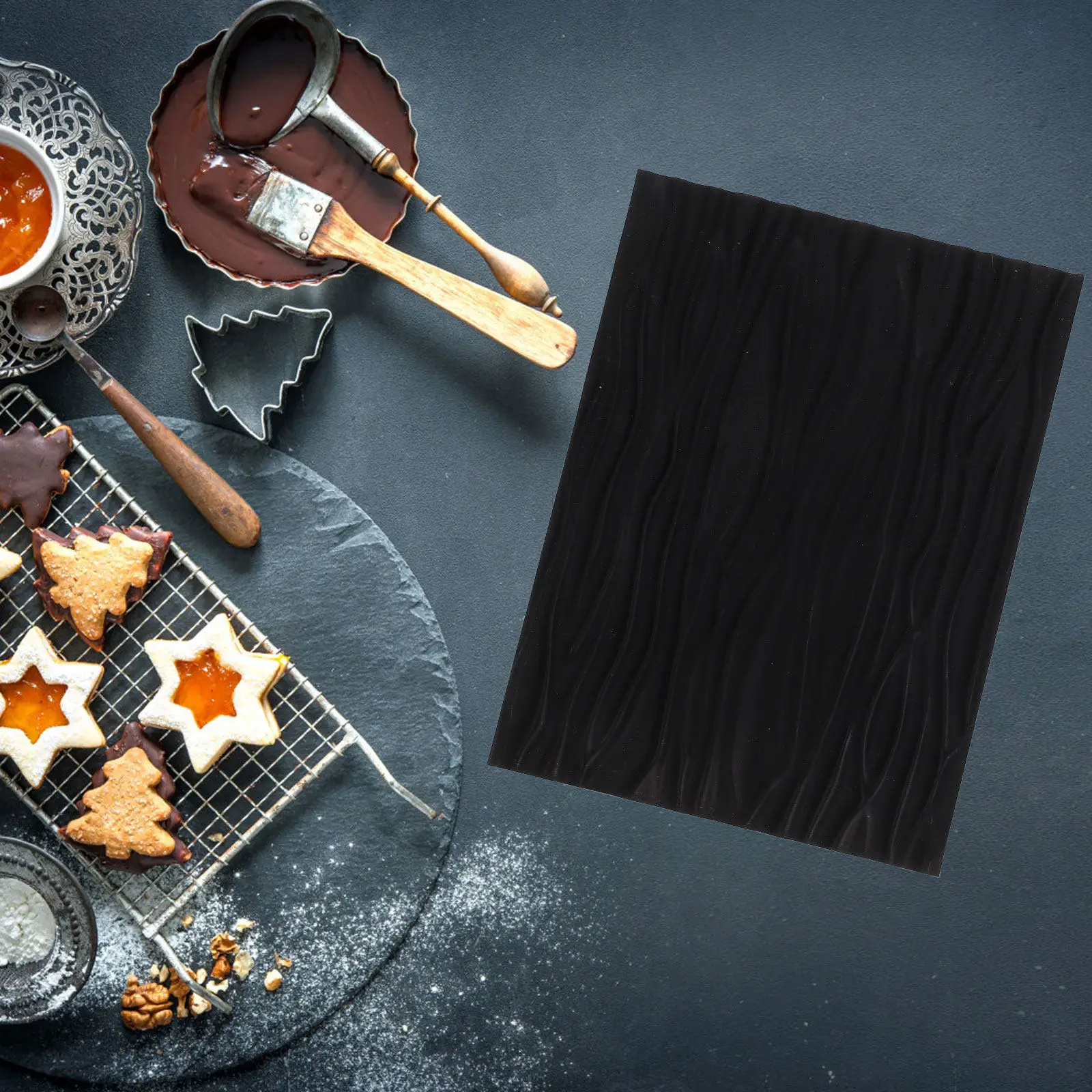 

Silicone Baking Mat Non-Stick Heat-Resistant Reusable Tree-Bark Texture Kitchen Countertop Hand Mat for Cake Roll Swiss Roll