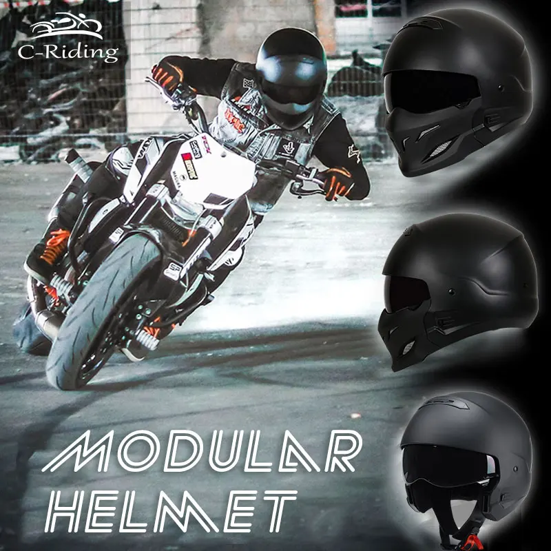 Fashion Open Face Full face Helmet Motorcycle Modular Helmets for Unisex-Adult Street Bike Cruiser Scooter ECE Approved