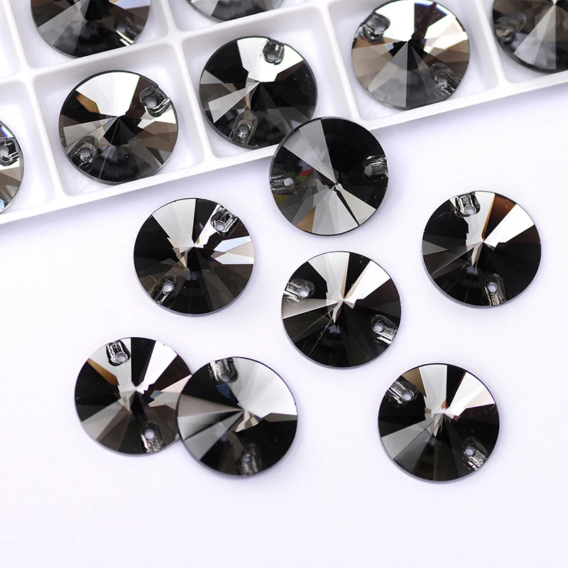 YANRUO 3200 All Sizes Black Diamond Flatback Crystal Buttons Rivoli Sew On Strass Rhinestone For Shoes