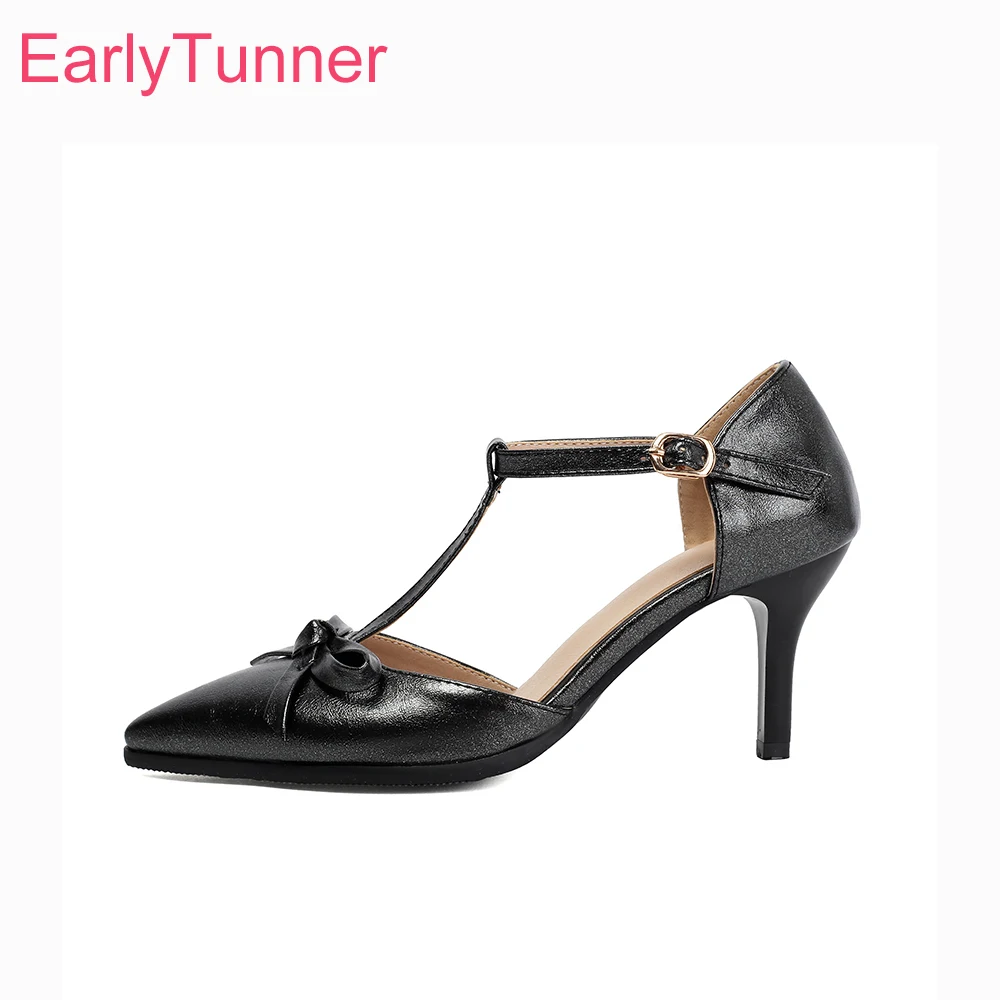 2026 Summer Sexy Women T-strap Sandals Pointed Toe High Stiletto Heels Lady Dress Shoes Large Plus Size 11 44 48 Non-slip