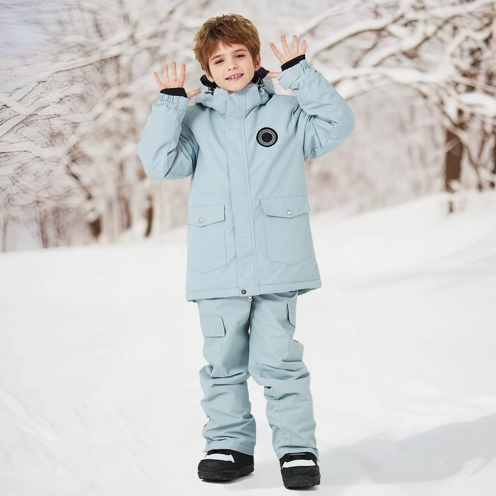 Children's Ski Snowboard Clothing Suit For Boys Girls Winter Outdoor Windproof Waterproof Warm and Thickened Ski Jacket Pants