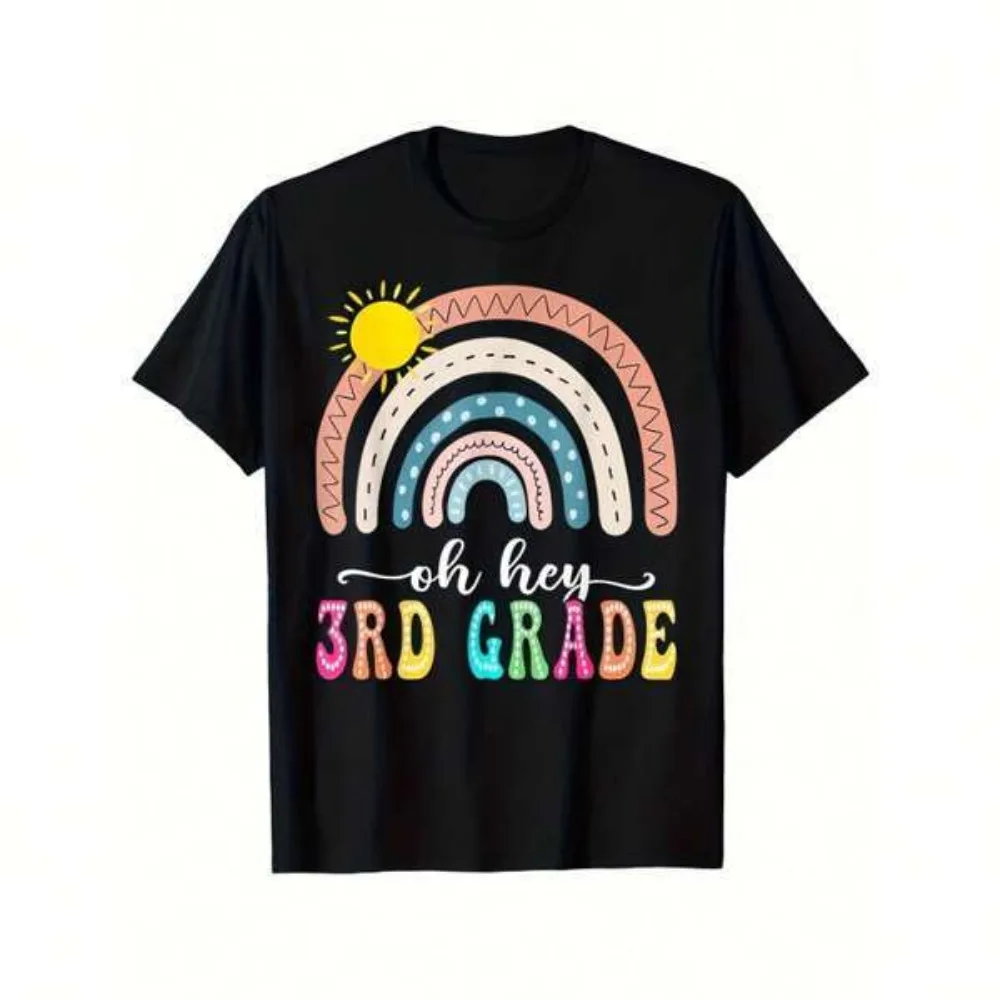 

Back To School Kids' Back To School T-Shirt - Rainbow Sun Graphic Tee, 3rd Grade First Day Of School Clothes for Boys Girls
