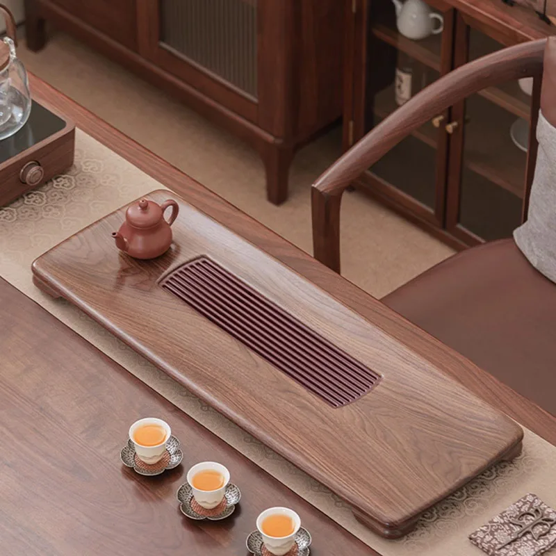 Vintage Rectangle Tea Tray Big Drainage Ceremony Coasters Hospitality Tea Tray Wooden Decorative Bandeja Madera Home Products