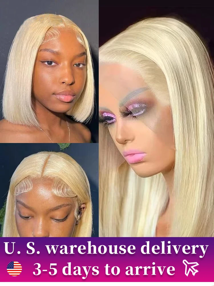 613 Blonde Bob Hair Wig Human Hair 6x6 13x4 13x6 Lace Frontal Wig Brazilian Straight Bob Wig Lace Front Human Hair Wig For Women