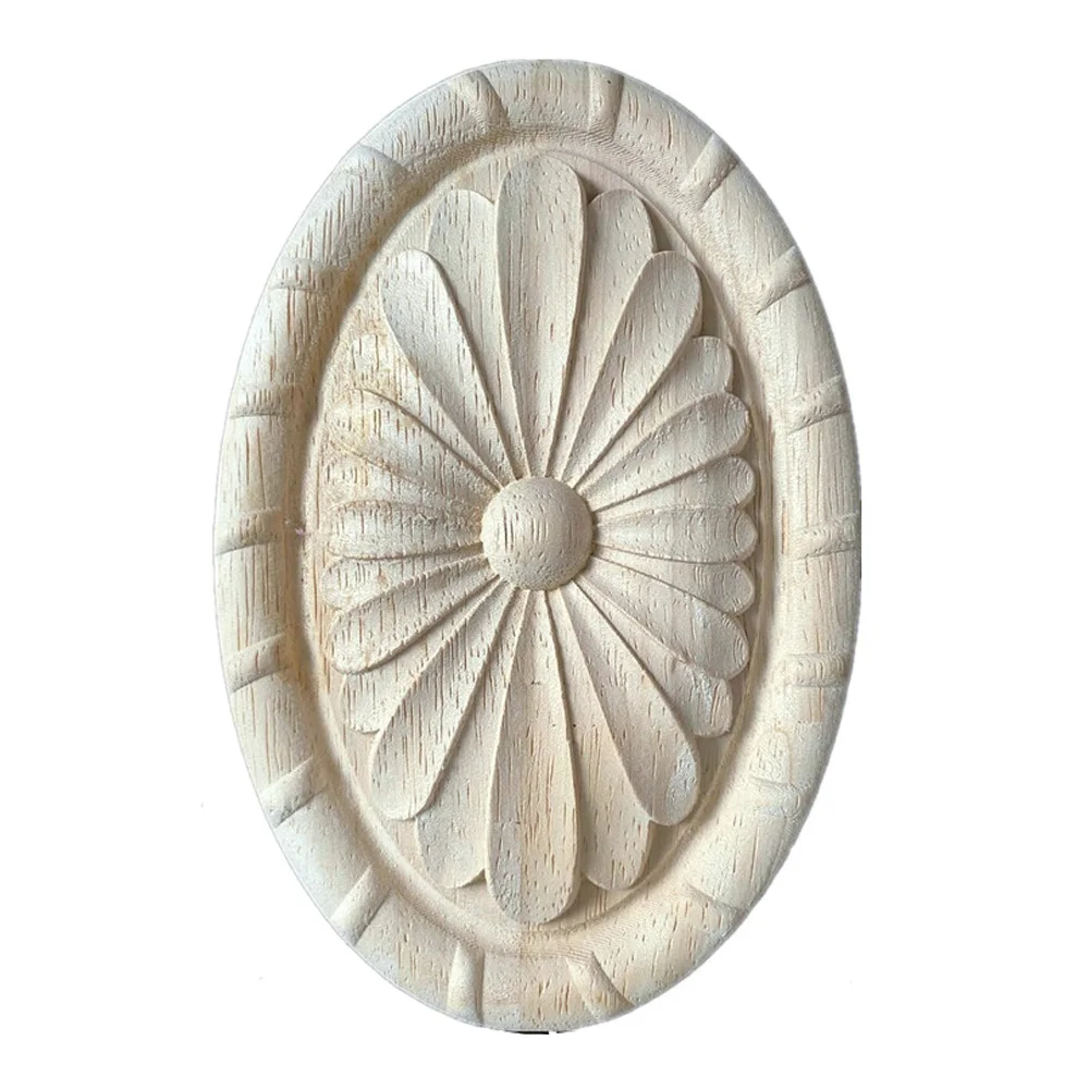 1PC 18cm Wood Applique Onlay Craft Exquisite Vintage Customized Floral Round Wooden Accessories Decoration Decal Corner Window