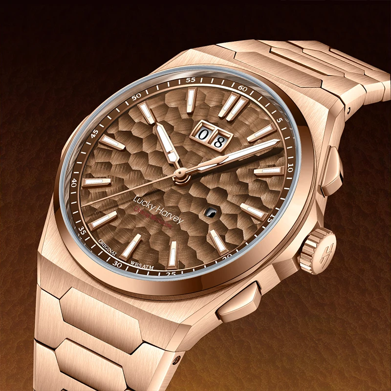 محظوظ هارفي مطروق DialSelf-sounding Chiming الساعات الحركة التلقائية ساعة رجالي 316L الفولاذ المقاوم للصدأ ساعة اليد عادية