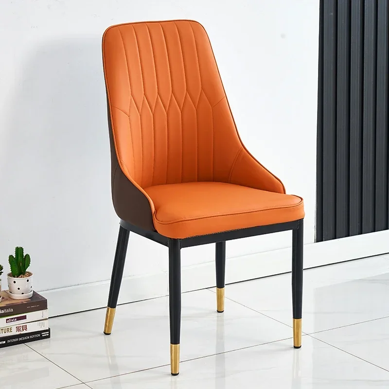 Unique Ergonomic Dining Chair Safety Living Portable Gold Legs Leather Design High Rest Retro Chairs Room Mueble Open Furniture