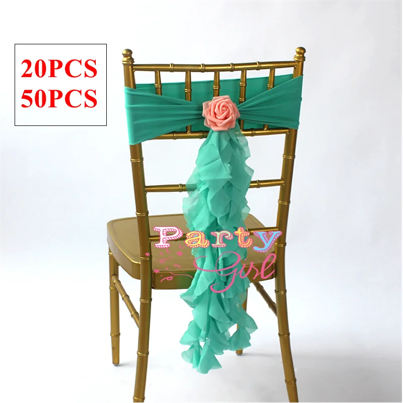 New Design Chiavari Chair Cover Band With Chiffon Wickle Sashs For Wedding Event Party Decoration