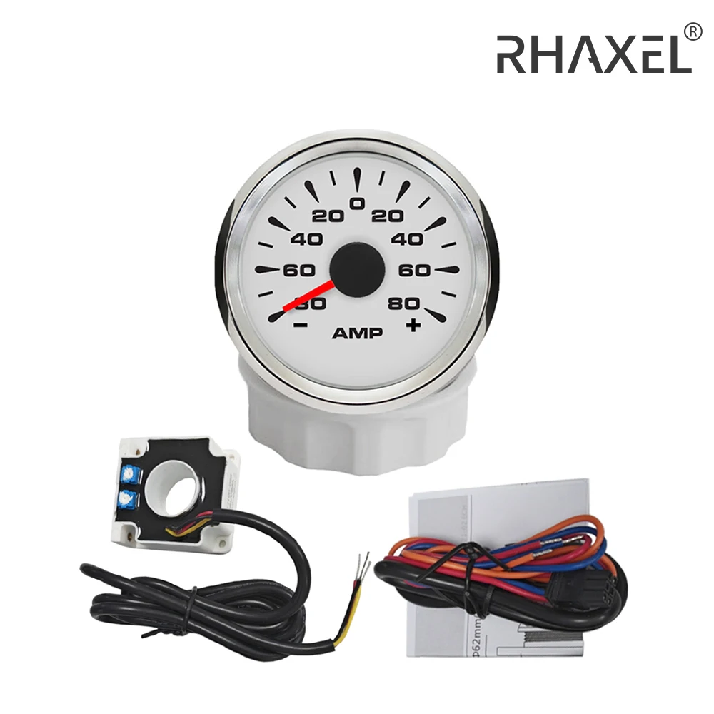 

RHAXEL 52 мм (2 дюйма) Амперметр AMP +/-50A +/-80A +/-150A с датчиком тока и 8 цветовыми подсветками 12 В 24 В для автогрузовиков