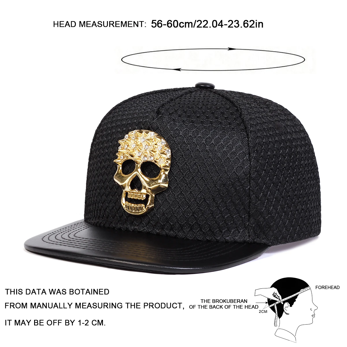 Unisex Metal Skull Label Mesh Hip Hop Hat Outdoor Adjustable Casual Baseball Caps Sunscreen Hat