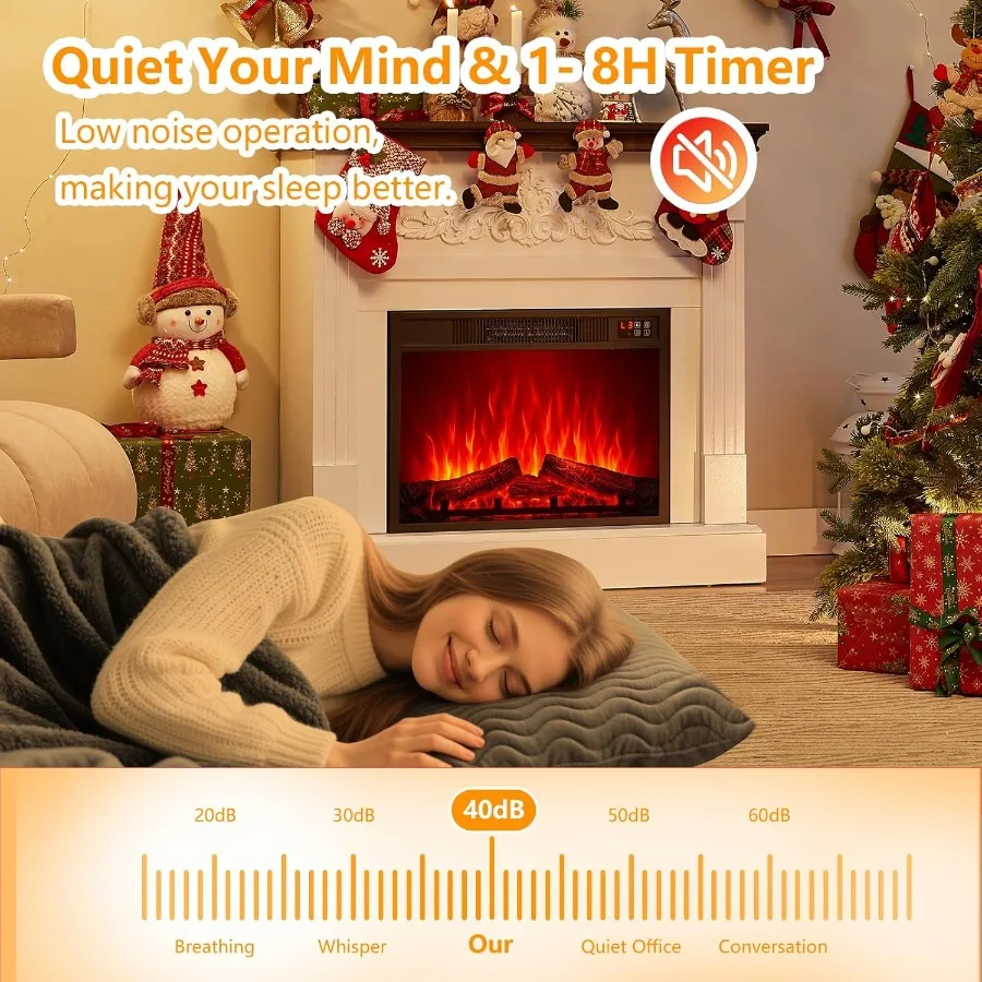 Chimenea eléctrica con chimenea, soporte para TV con inserto de chimenea reemplazable para ambiente acogedor de sala de estar, granja