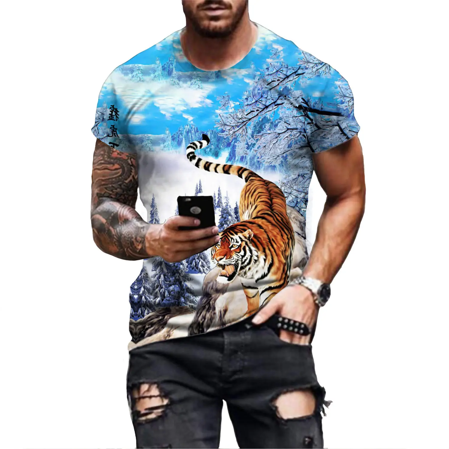 

Fashion 3D Printed Animal Tiger Lion Face Man T-shirt New Loose Casual Summer Tee Shirt Harajuku Oversized T Shirt