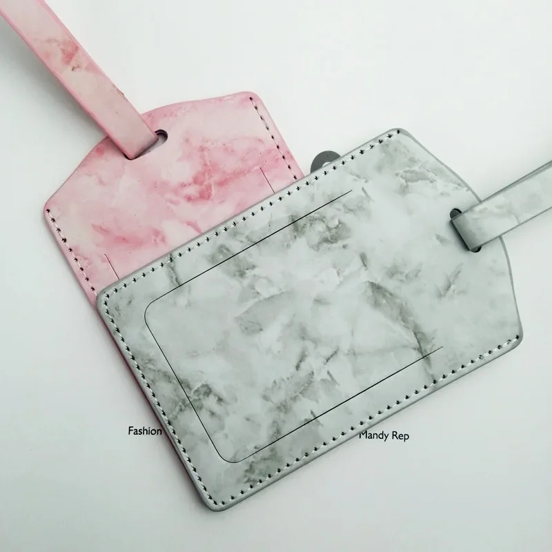 Marble Pattern PU Luggage Tag - Durable Scratch-Resistant Build, Secure Quick-Attach Buckle,  Baggage Identifier with Name Card