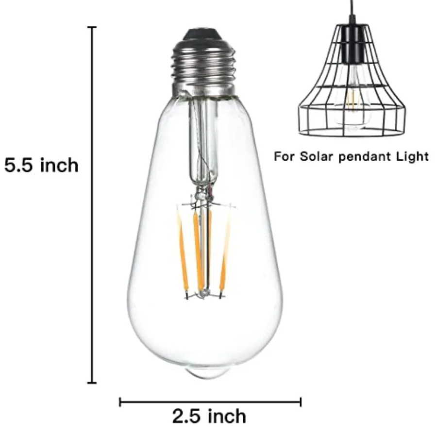 Replacement Edison Bulb E7 Socket 3.7V Low-Voltage Bulb Customized for Solar Pendant Light