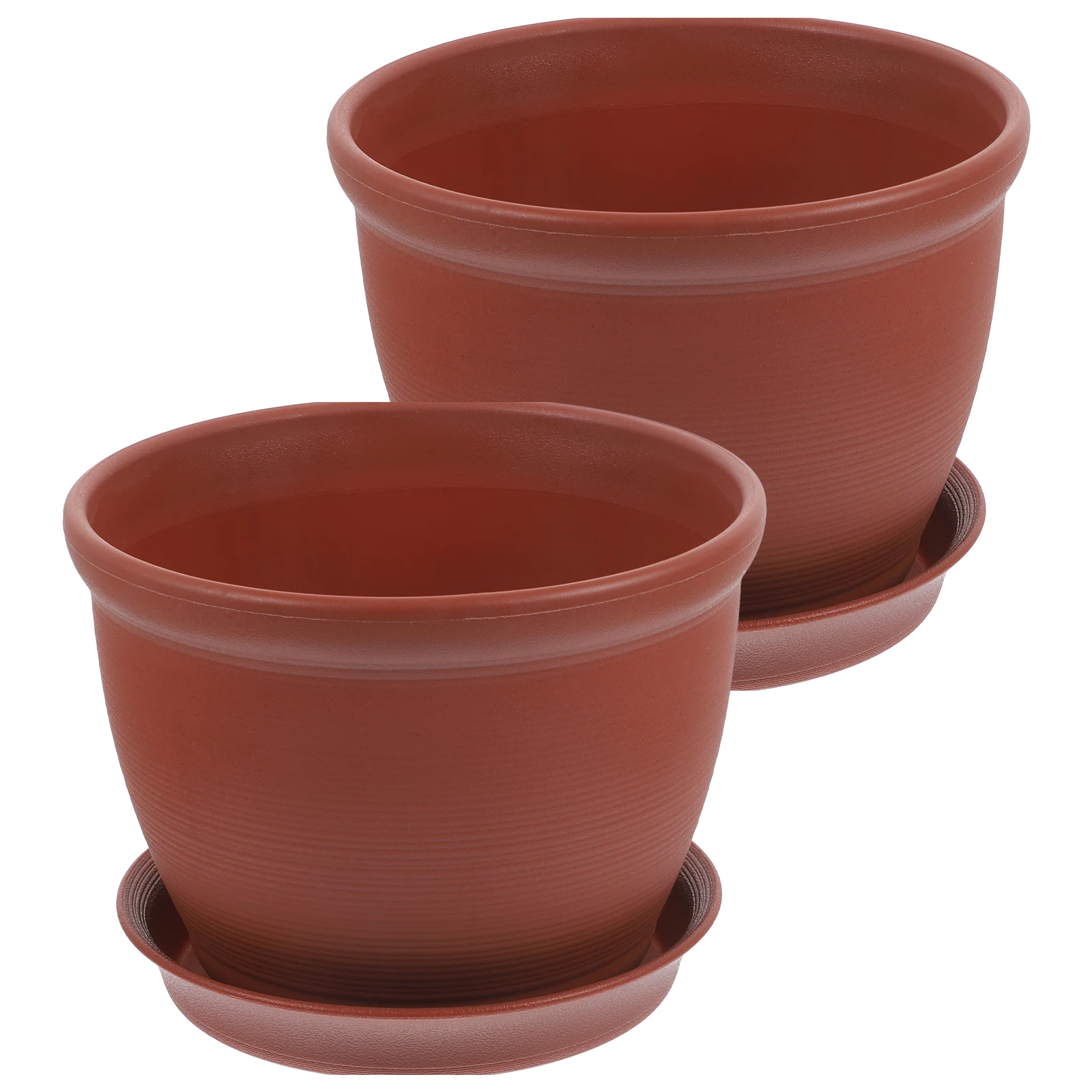 

2 set 2 Sets Brick Red Flower Pot Plastic Planter With Saucer Balcony Garden Succulent Pot Indoor Plant Container Drainage Holes