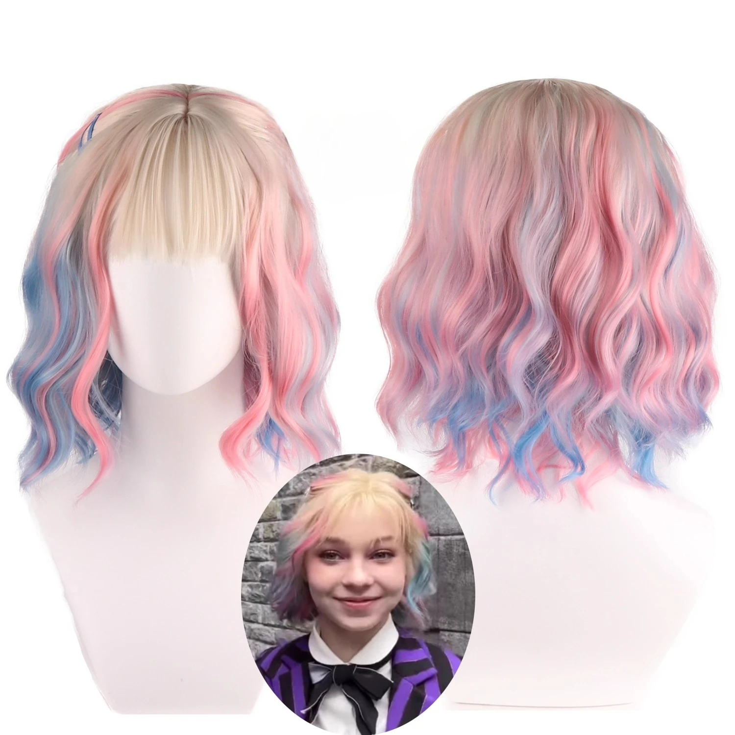 إنيد سنكلير شعر مستعار تأثيري الأربعاء2 بالذئب فتاة اثنين من لهجة التدرج اللون الشعر