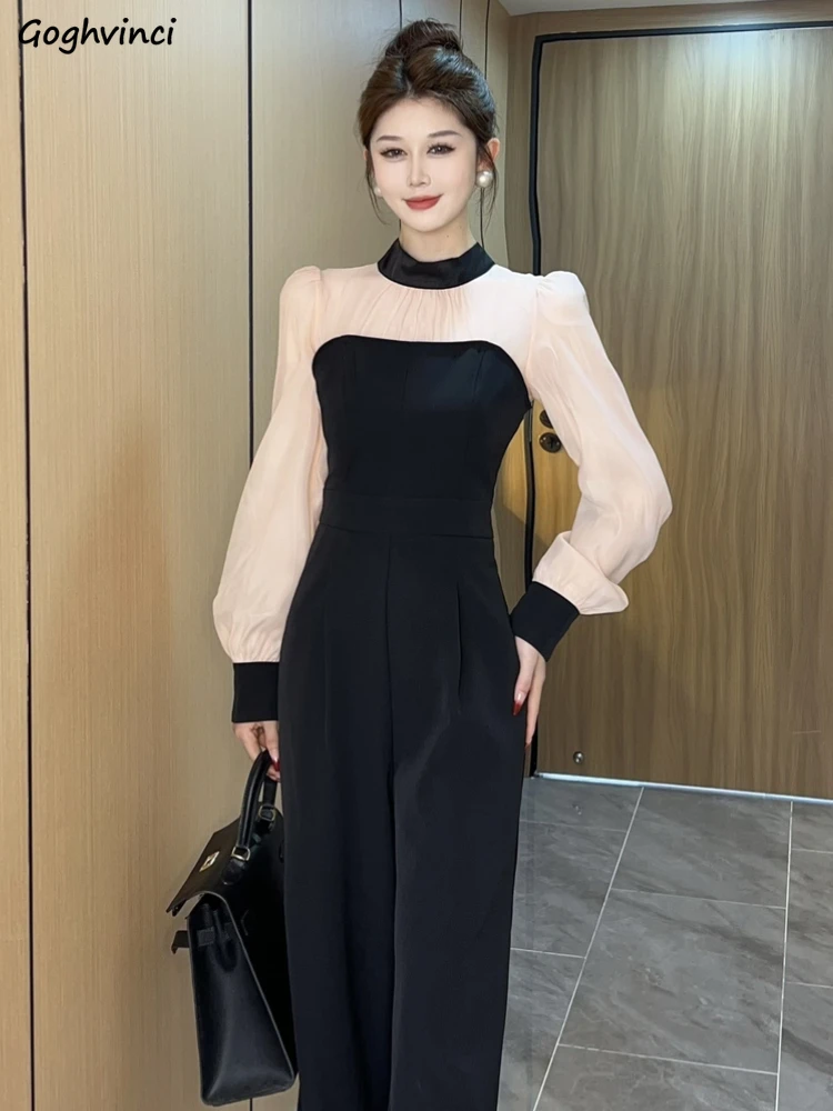 

Black Jumpsuits Women Slim Fit Design Long Sleeve Korean Style All-match Temper Casual Vintage Spring Popular Ladies Vestidos