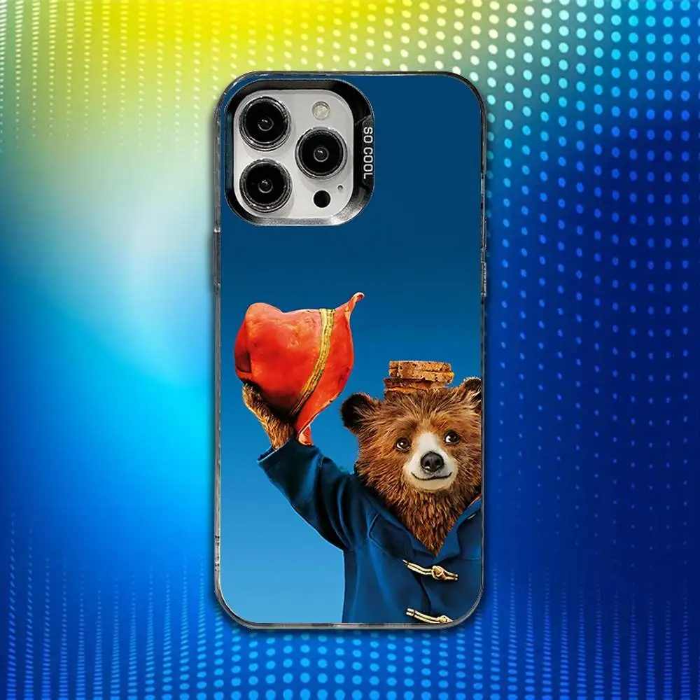 حافظة هاتف P-PaddingtonS Bear اللطيفة لهاتف iPhone 17,16,15,14,13,12,X,8,Pro,Max,Plus,E,SE4,Air,Mini IMD أسود غير لامع